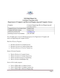 Self-Study Report for Academic Programs in the Department of Computer and Electrical Engineering and Computer Science