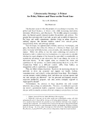 Cybersecurity Strategy: a Primer for Policy Makers and Those on the Front Line