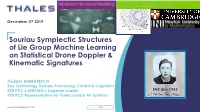Lie Group Machine Learning on Statistical Drone Doppler & Kinematic Signatures