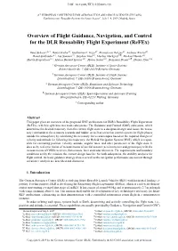 Overview of Flight Guidance, Navigation, and Control for the DLR Reusability Flight Experiment (Refex)