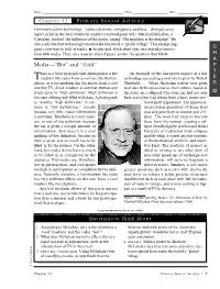 Primary Source Activity: Media "Hot" and "Cold"