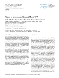 Change in Turbopause Altitude at 52 and 70◦ N