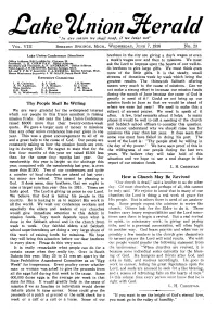 Fake Anion "In .Due Season We Shall Reaj, If We Faint Not" � VIII BERRIEN SPRINGS, MICH., WEDNESDAY, JUNE 7, 1916� No