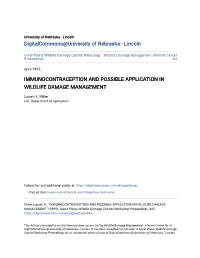 Immunocontraception and Possible Application in Wildlife Damage Management