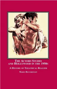 The Actors Studio and Hollywood in the 1950S: a History of Theatrical