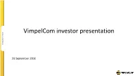 Vimpelcom Investor Presentation