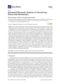 Automated Kinematic Analysis of Closed-Loop Planar Link Mechanisms