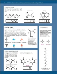 CARBON SKELETONS COVALENT BONDS HYDROCARBONS ALTERNATING DOUBLE BONDS 106 PANEL 2–1: Chemical Bonds and Groups Commonly Encoun