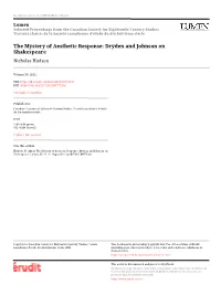 Dryden and Johnson on Shakespeare Nicholas Hudson