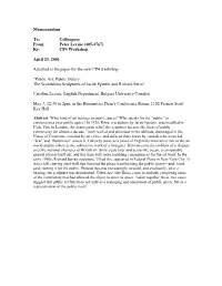 Memorandum To: Colleagues From: Peter Levine (405-4767)