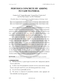 Pervious Concrete by Adding Flyash Material