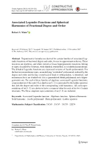Associated Legendre Functions and Spherical Harmonics of Fractional Degree and Order