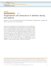 Programmed Cell Senescence in Skeleton During Late Puberty