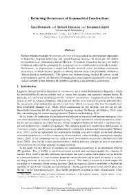 Retrieving Occurrences of Grammatical Constructions