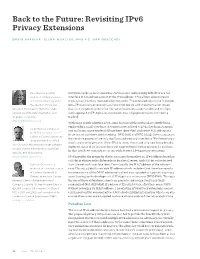 Back to the Future: Revisiting Ipv6 Privacy Extensions