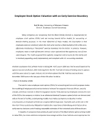 Employee Stock Option Valuation with an Early Exercise Boundary