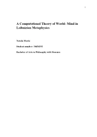 Mind in Leibnizian Metaphysics