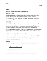 Module 3 Linear Data Structures and Linked Storage Representation