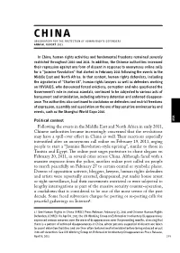 Political Context Following the Events in the Middle East