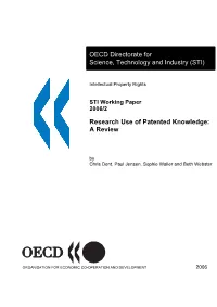 Research Use of Patented Knowledge: a Review