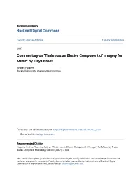 "Timbre As an Elusive Component of Imagery for Music" by Freya Bailes
