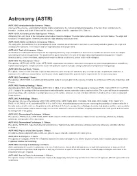 Astronomy (ASTR) 1