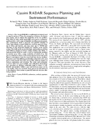 Cassini RADAR Sequence Planning and Instrument Performance Richard D