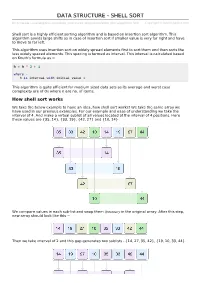 Data Structures and Algorithms Shell Sort