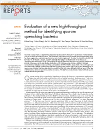 Evaluation of a New High-Throughput Method for Identifying Quorum