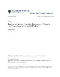 Fragments from a Feminist: Periscopes of Poems and Prose Penned in the Wolfâ•Žs