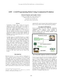 GEF: a Self-Programming Robot Using Grammatical Evolution