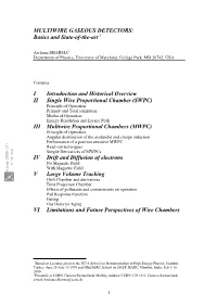 MULTIWIRE GASEOUS DETECTORS: Basics and State-Of-The-Art 1