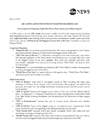 ABC Audio End-Of-Year Programming