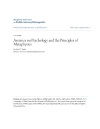 Averroes on Psychology and the Principles of Metaphysics Richard C