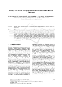 Change and Version Management in Variability Models for Modular Ontologies