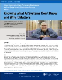 Knowing What AI Systems Don't Know and Why It Matters