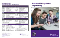 Mechatronic Systems Engineering Mechatronic Systems
