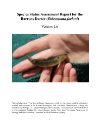 Species Status Assessment Report for the Barrens Darter (Etheostoma Forbesi)