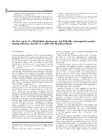 The First Report of a Philadelphia Chromosome and BCR/ABL