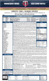 Twins Notes, 4-1 At