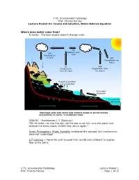 1.72, Groundwater Hydrology Prof. Charles Harvey Lecture Packet #1: Course Introduction, Water Balance Equation