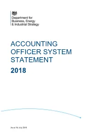 BEIS Accounting Officer System Statement 2018