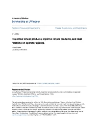 Projective Tensor Products, Injective Tensor Products, and Dual Relations on Operator Spaces