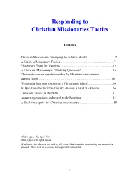 Responding to Christian Missionaries Tactics