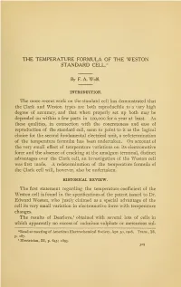 The Temperature Formula of the Weston Standard Cell.*
