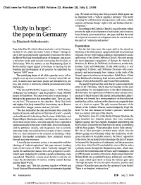 'Unity in Hope': the Pope in Germany