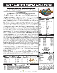 West Virginia Power Game Notes