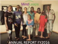 Annual Report Fy2016 Table of Contents