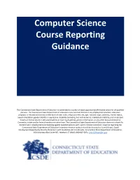 Computer Science Course Reporting Guidance