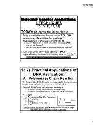 Molecular Genetics Applications: 13.7) Practical Applications of DNA